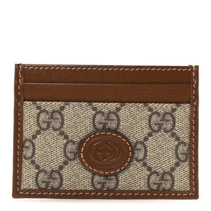 Gucci GG Supreme Monogram Azalea Calfskin Retro Interlocking G Card Holder Beige Ebony Brown Sugar 1 of 7