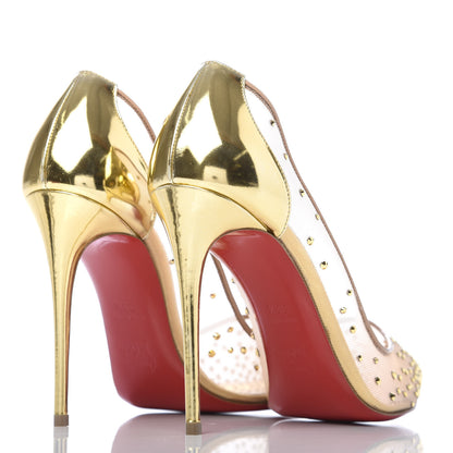 Christian Louboutin Rete Specchio Crystal Strass Follies 100 Pumps 38.5 Gold 4 of 8