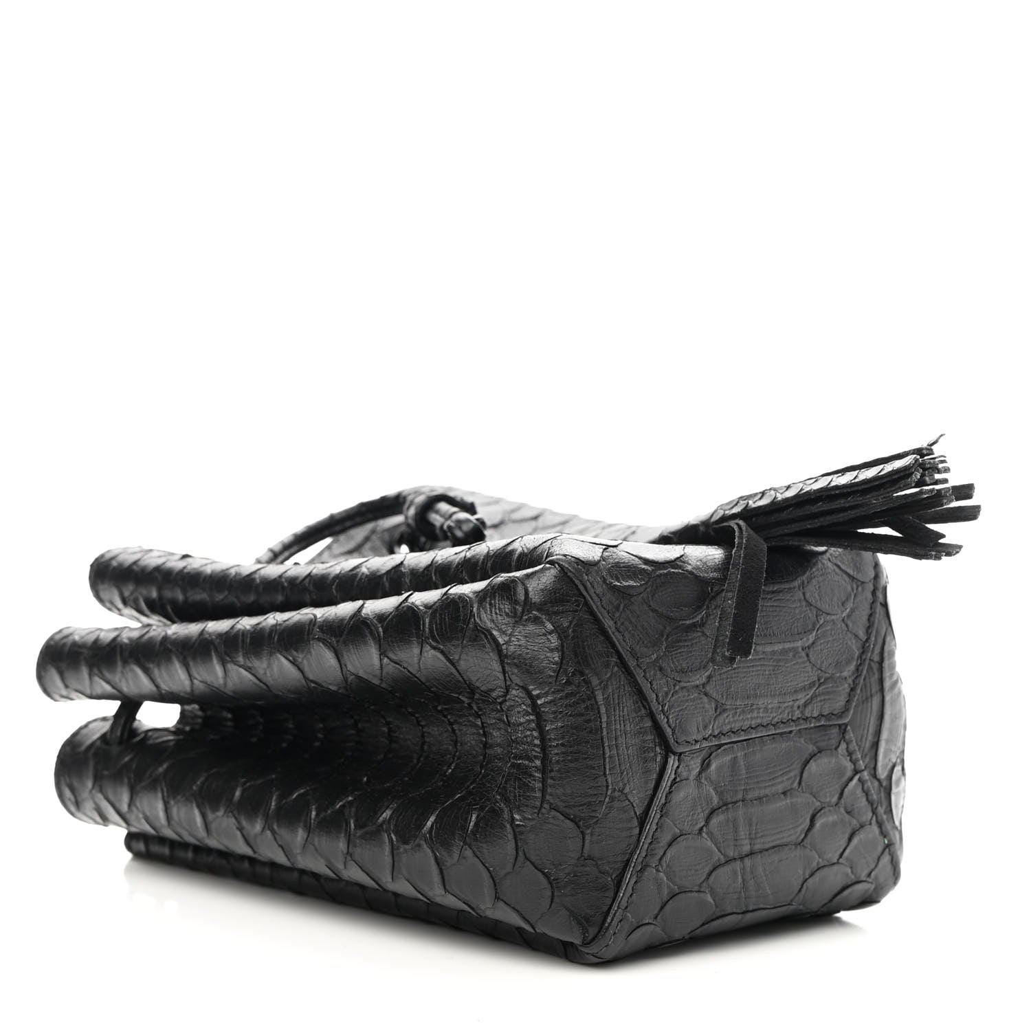 Saint Laurent Calfskin Python Embossed Mini Monogram Bucket Crossbody Bag Black 4 of 9