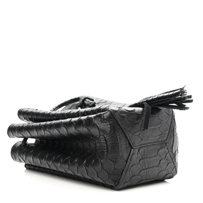 Saint Laurent Calfskin Python Embossed Mini Monogram Bucket Crossbody Bag Black 4 of 9