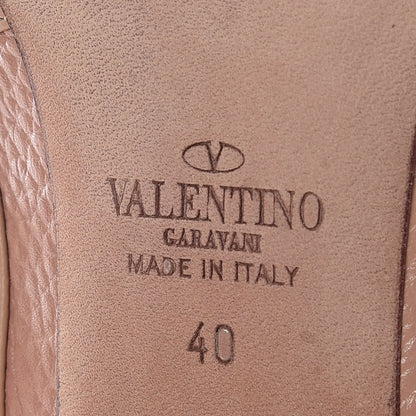 Valentino Garavani Pebbled Calfskin Rockstud Rolling Ankle Strap 100mm Pumps 40 Soft Noisette 9 of 14