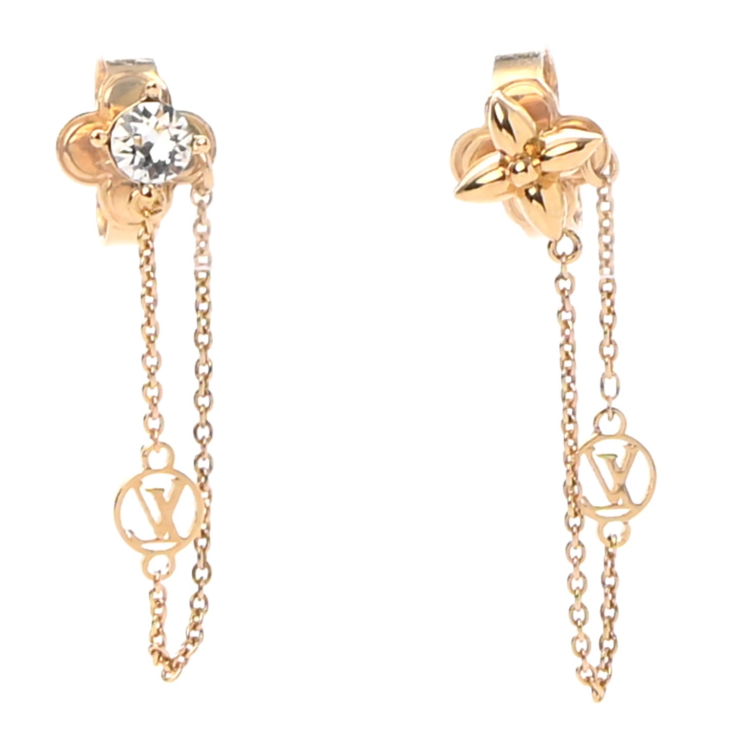 Metal Crystal Petit Louis Earrings Gold