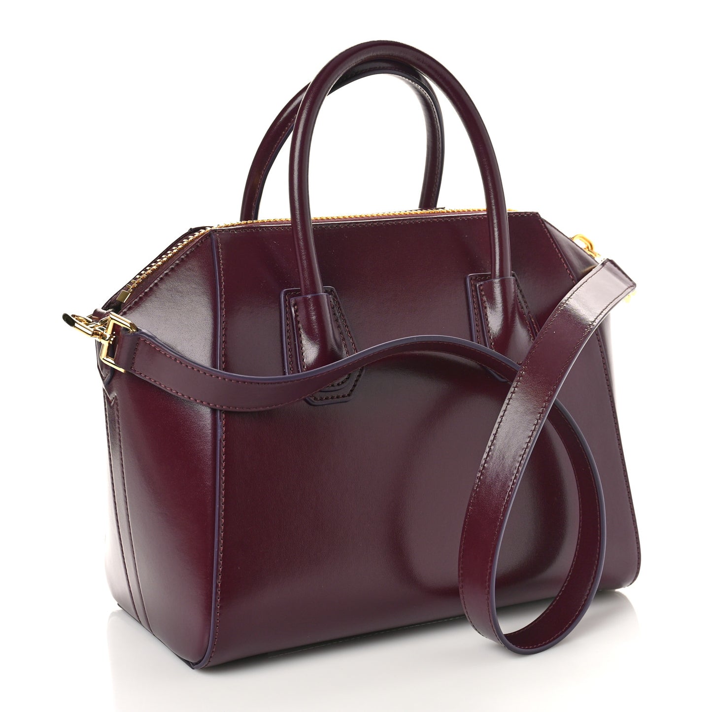 Shiny Lord Calfskin Small Antigona Medium Oxblood Red