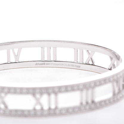 Tiffany 18K White Gold Diamond Atlas Open Hinged Bangle Bracelet 4 of 4