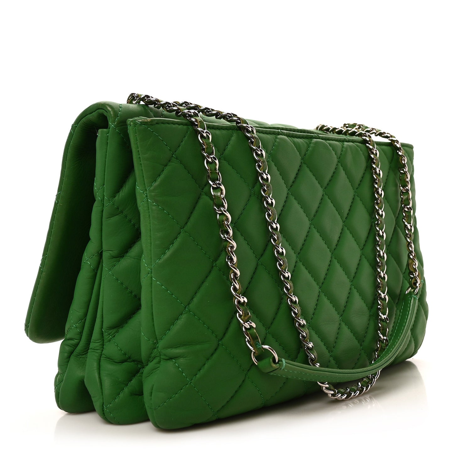 Calfskin Quilted Tender Touch Flap Bag Green