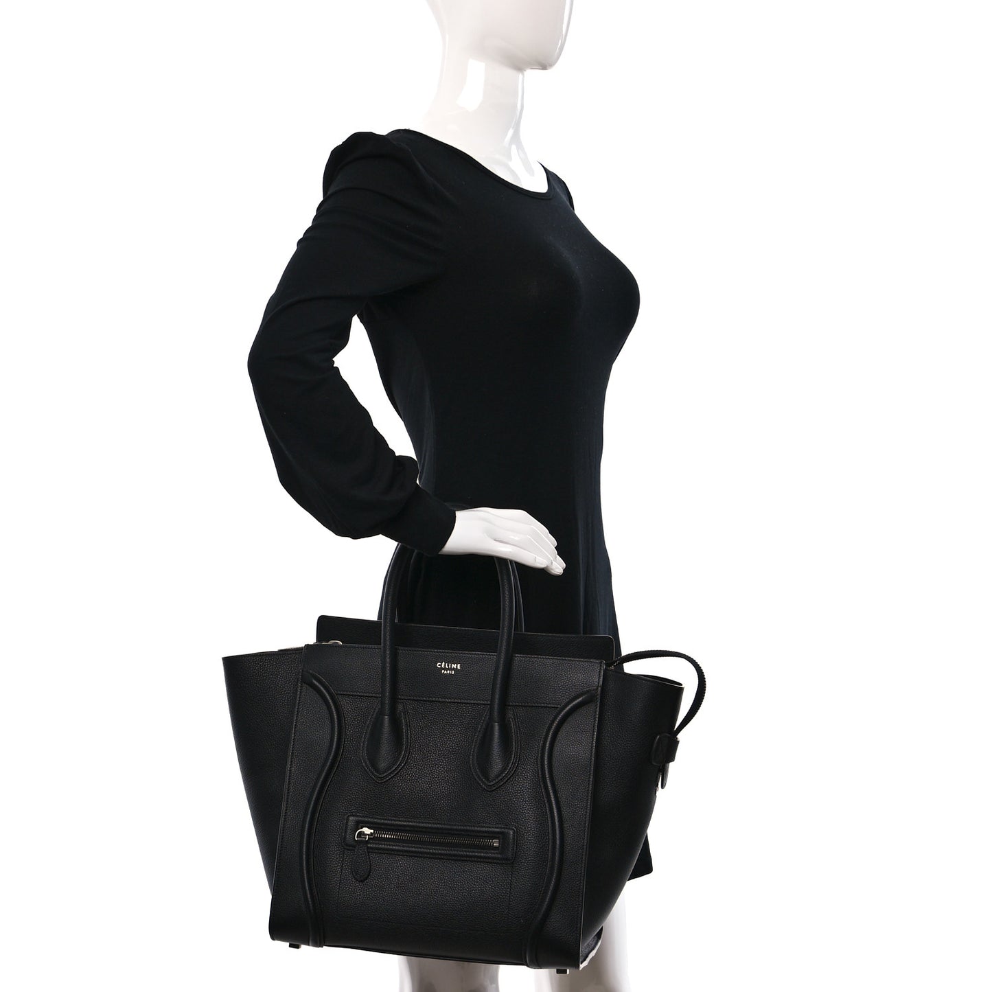 Drummed Calfskin Mini Luggage Black