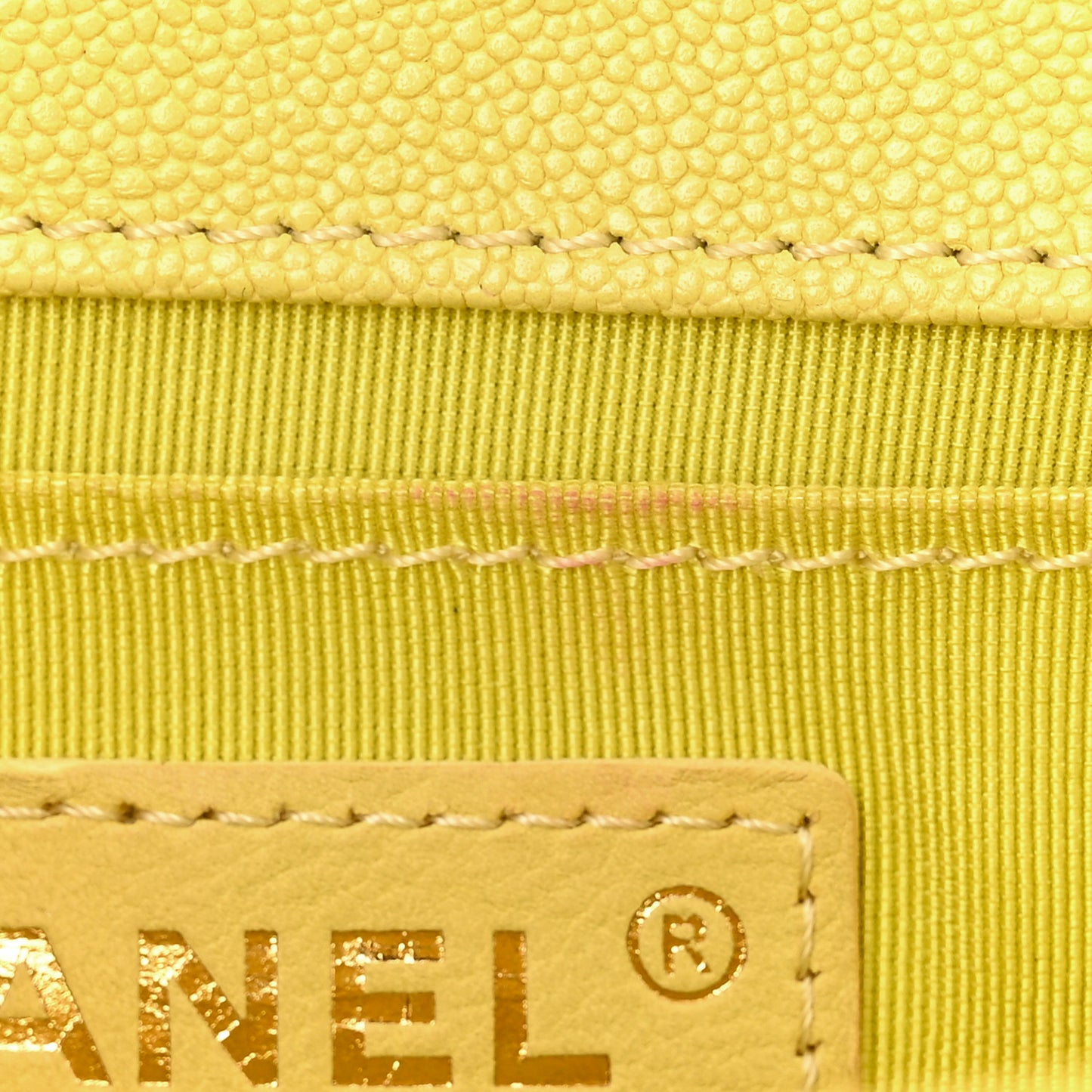 Caviar Chevron Quilted Medium Boy Flap Yellow