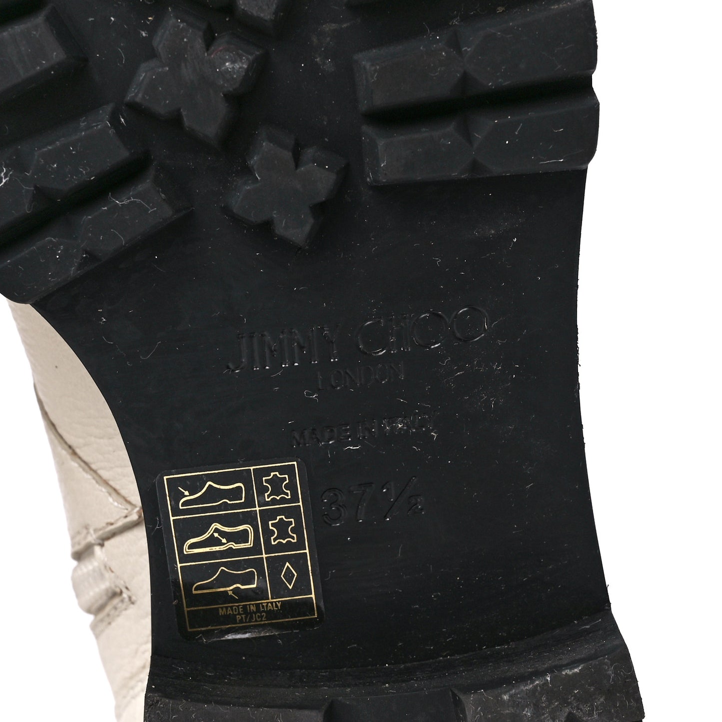 Grained Calfskin Crystal Embellished Cruz Combat Boots 37.5 White