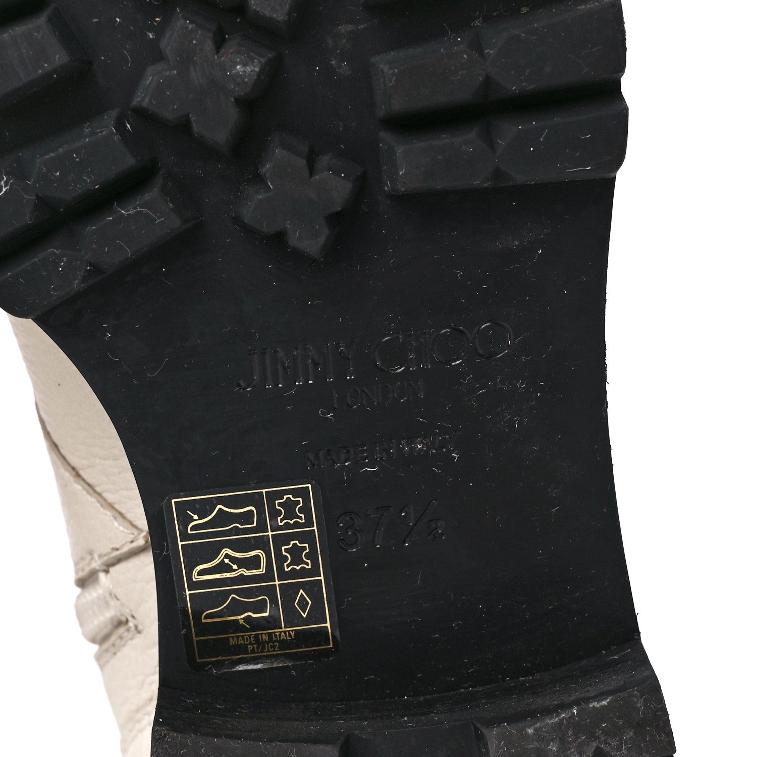 Jimmy Choo Grained Calfskin Crystal Embellished Cruz Combat Boots 37.5 White 6 of 7