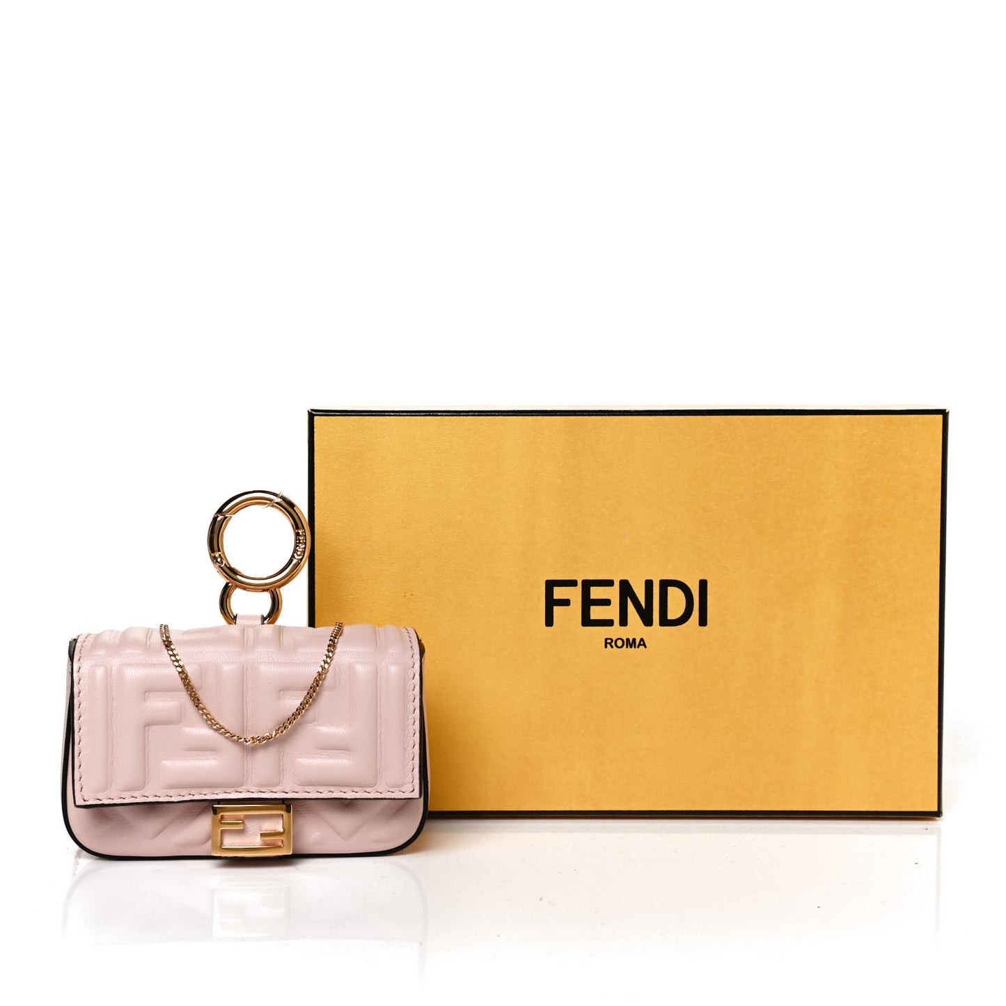 Nappa Matisse FF Embossed Nano Baguette Charm Rosa Quarzo