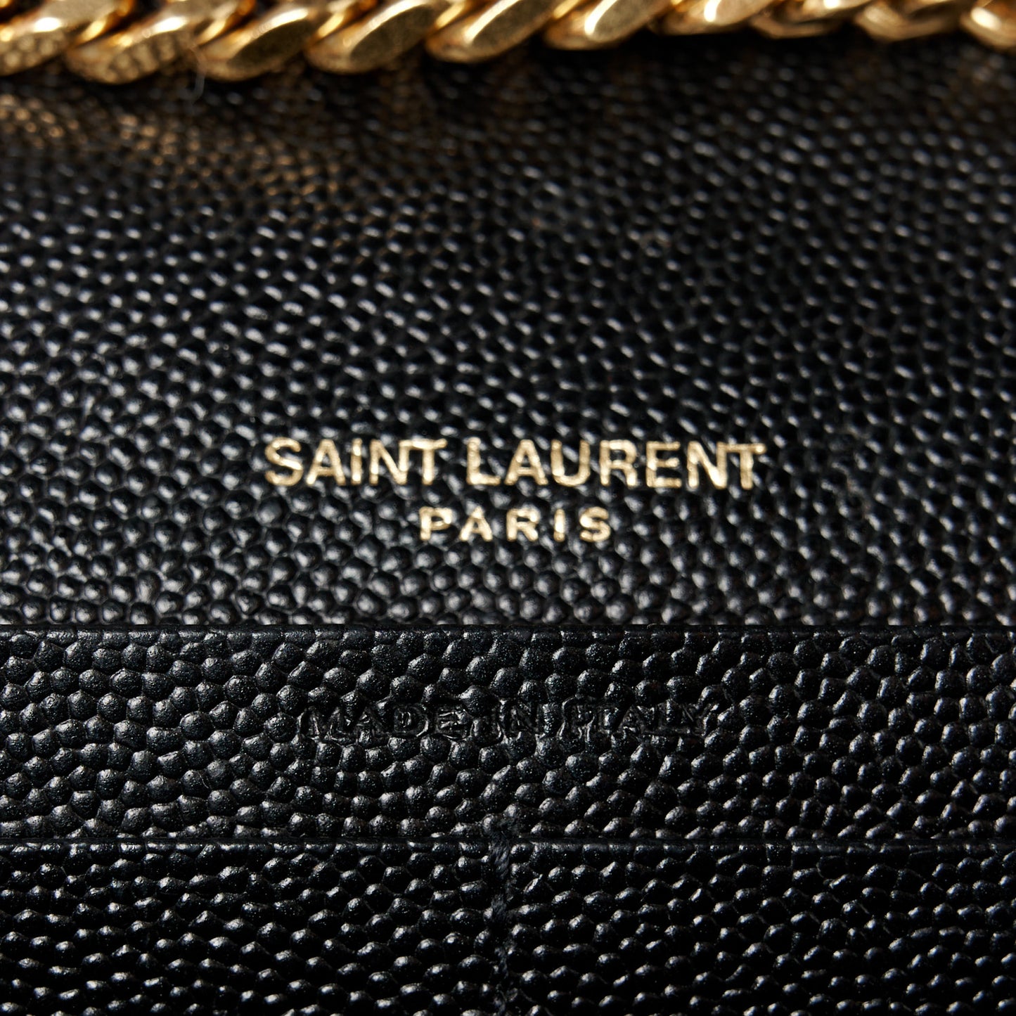 Grain De Poudre Matelasse Chevron Monogram Chain Wallet Black
