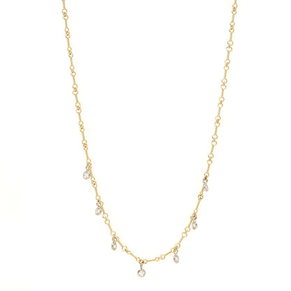 Roberto Coin 18K Yellow White Gold Diamonds by the Inch Dog Bone Chain Dangle Necklace 1 of 6