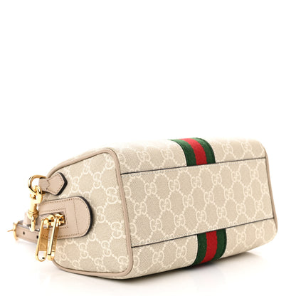 Gucci GG Supreme Monogram Textured Dollar Calfskin Web Ophidia Mini Top Handle Bag Beige Mystic White Oatmeal 4 of 9