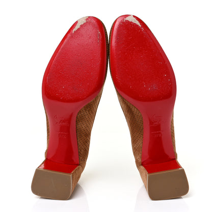 Christian Louboutin Suede Perforated Incastrana 55 Pumps 37.5 Tan 5 of 9