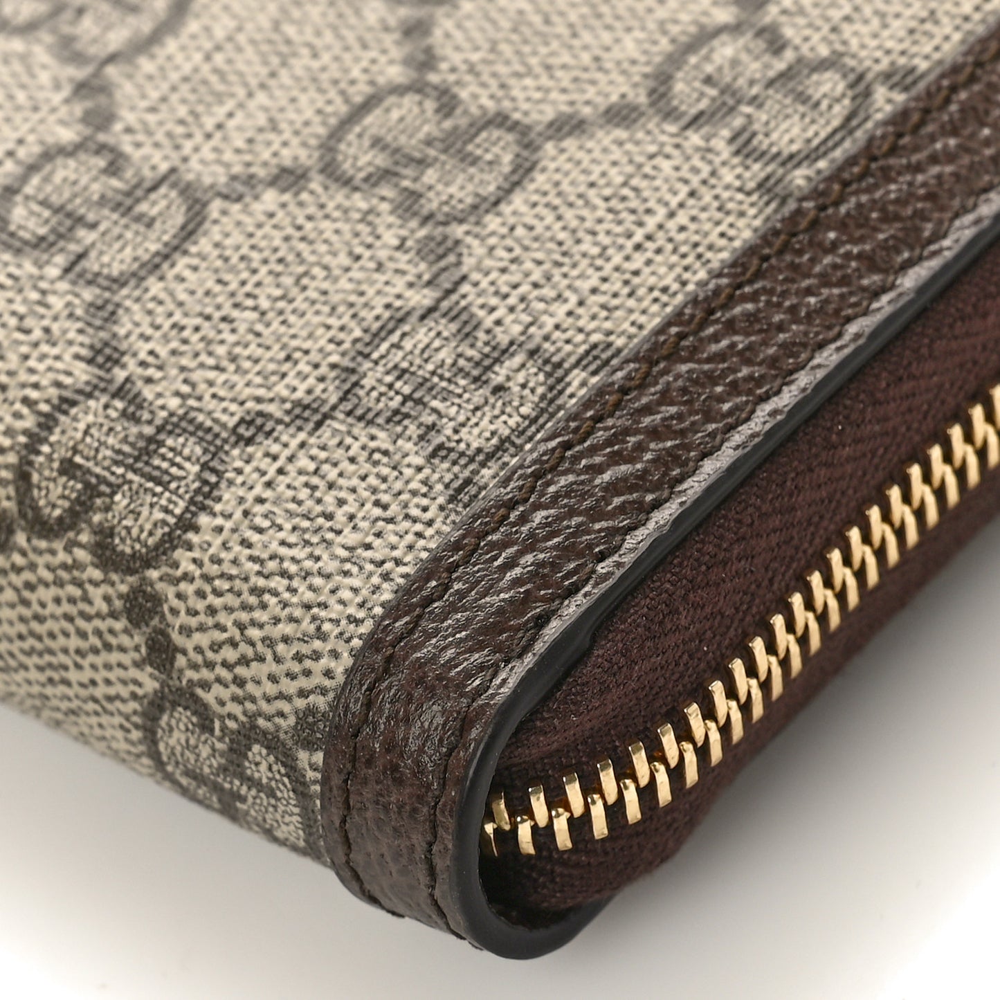 GG Supreme Monogram Web Ophidia Zip Around Wallet Brown