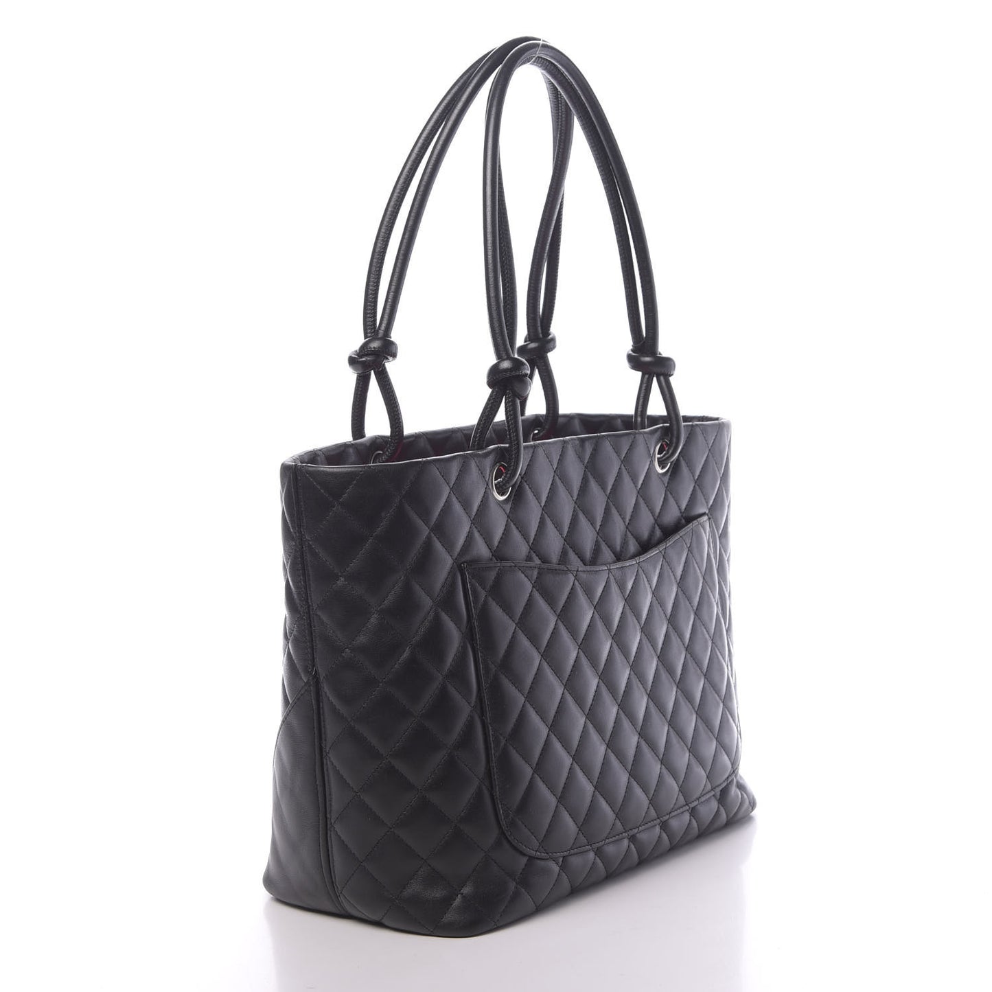 Calfskin Quilted Large Cambon Tote Black White