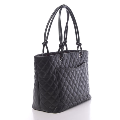 Chanel Calfskin Quilted Large Cambon Tote Black White 3 of 12