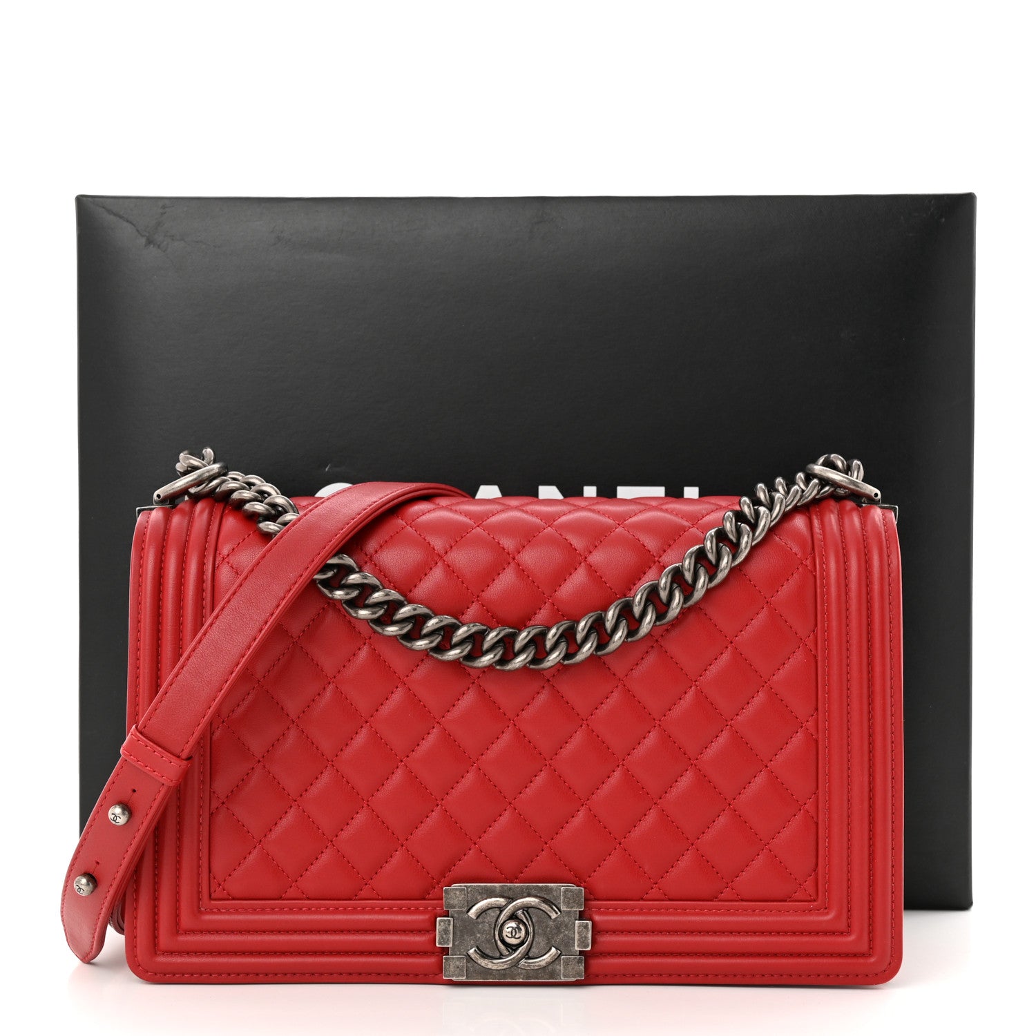 Chanel Calfskin Quilted New Medium Boy Flap Red 11 of 11