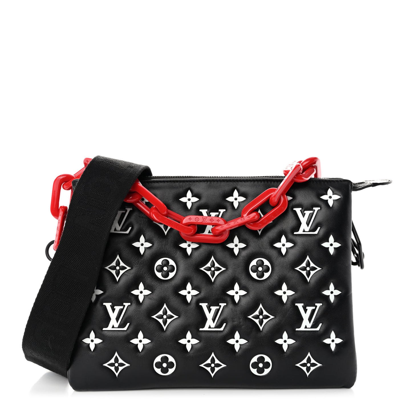 Lambskin Embossed Monogram Coussin PM Black White