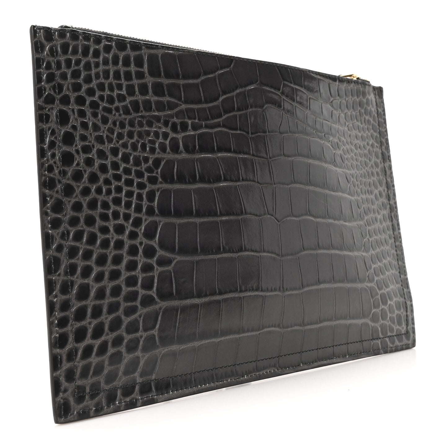 Calfskin Crocodile Embossed Medium Antigona Pouch Grey