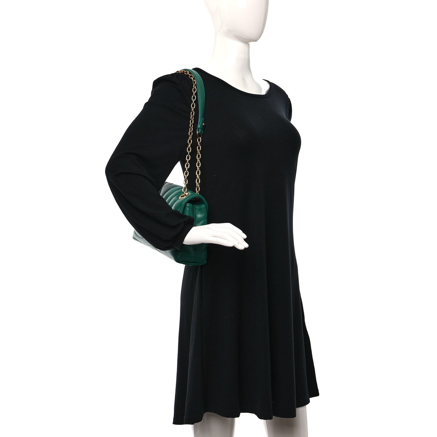 Calfskin New Wave Chain Bag MM NM Emerald