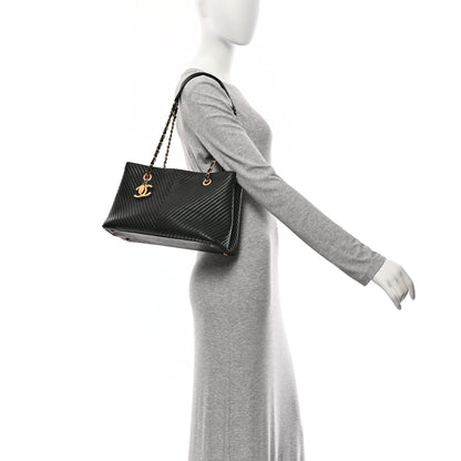 Chanel Wrinkled Lambskin Chevron Quilted Surpique Tote Black 2 of 10