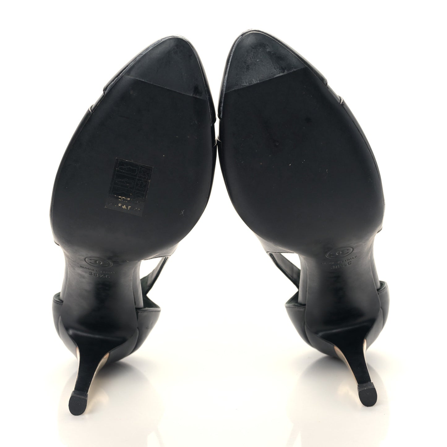 Lambskin Patent Calfskin Cap Toe CC Pumps 38.5 Black