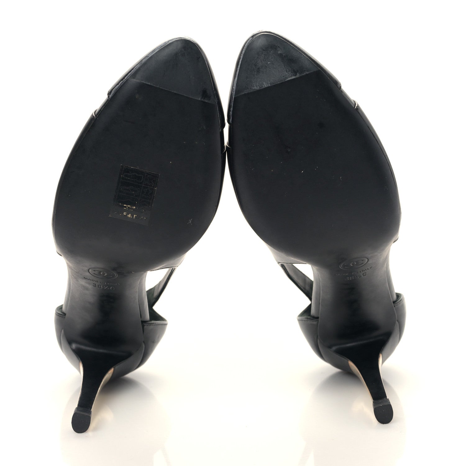Chanel Lambskin Patent Calfskin Cap Toe CC Pumps 38.5 Black 5 of 8