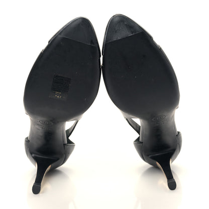 Chanel Lambskin Patent Calfskin Cap Toe CC Pumps 38.5 Black 5 of 8