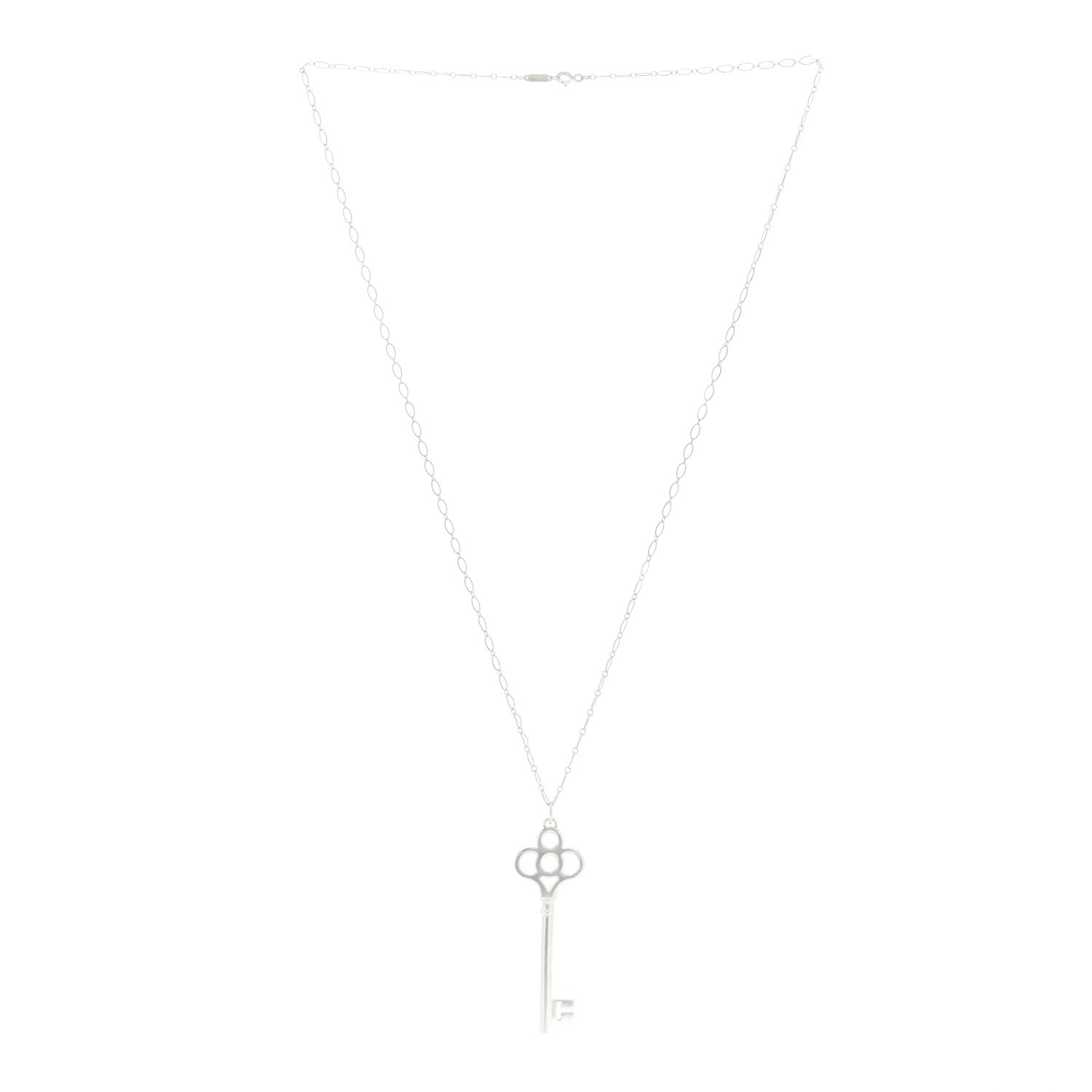 Tiffany Sterling Silver Large Crown Key Pendant Link Necklace 2 of 3