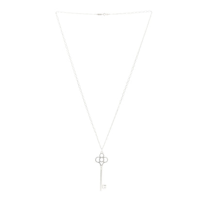 Tiffany Sterling Silver Large Crown Key Pendant Link Necklace 2 of 3