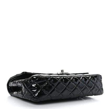 Chanel Crumpled Patent Quilted Medium Double Flap Black 4 of 9