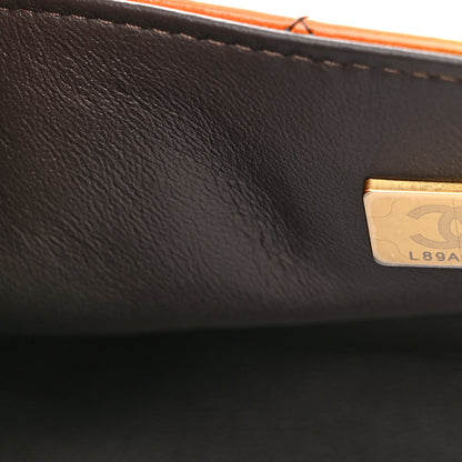 Chanel Shaded Patent Calfskin Quilted Mini Rectangular Flap Green Orange Dark Brown 7 of 11