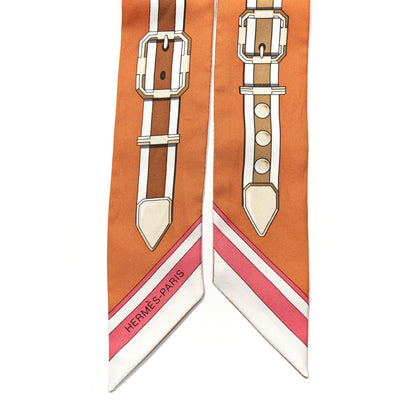 Hermes Silk Grand Tralala Twilly Creme Roux Corail 2 of 4