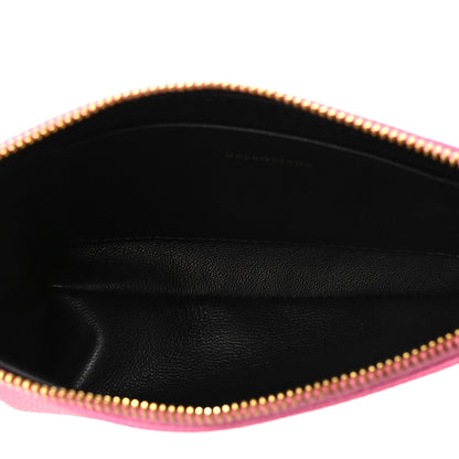 Balenciaga Signature Grained Calfskin Logo Ville Zip Pouch M Rose Bubblegum Black 5 of 7