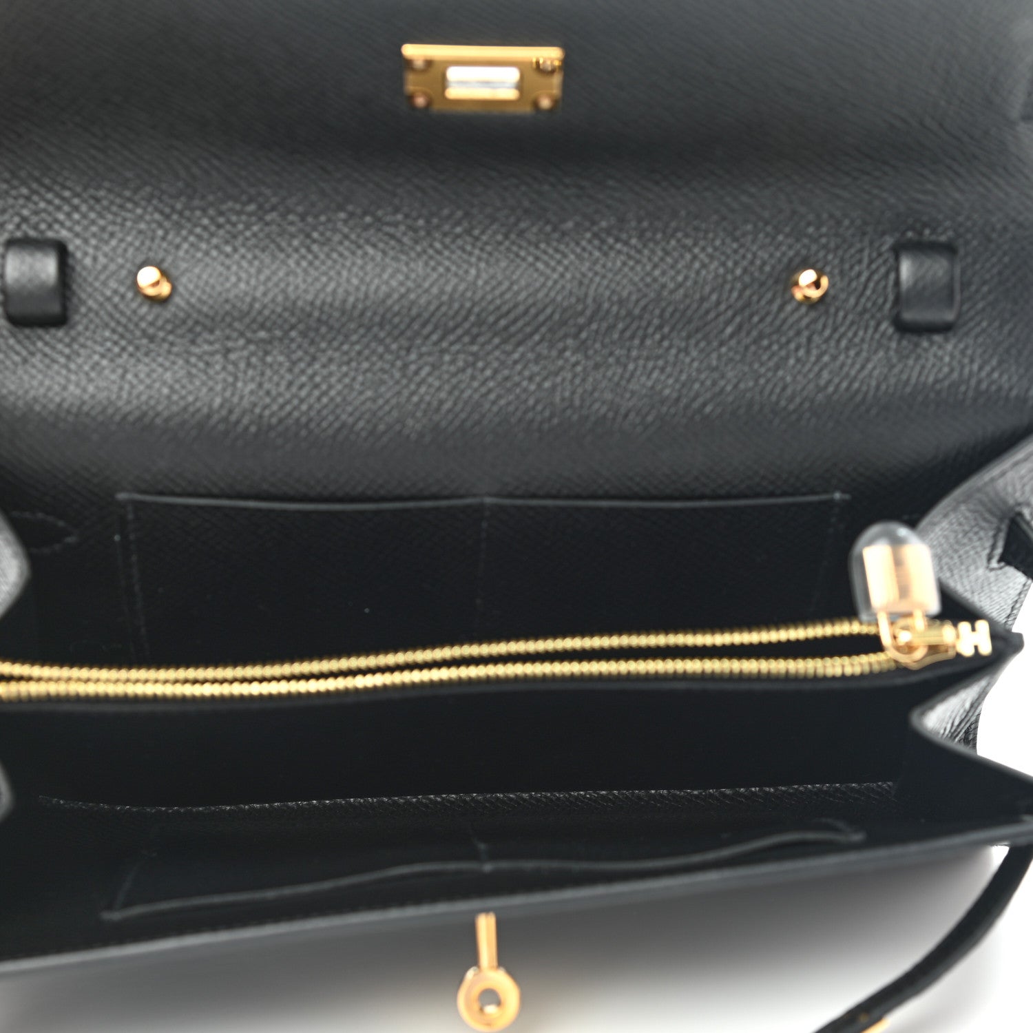 Hermes Epsom Shiny Alligator Touch Kelly Wallet To Go Black 5 of 8