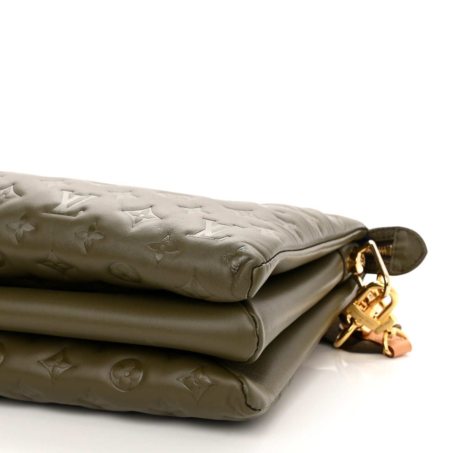 Lambskin Embossed Monogram Coussin MM Khaki