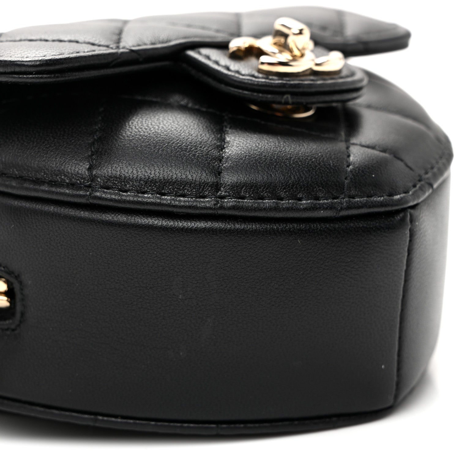 Chanel Lambskin Quilted CC In Love Heart Waist Belt Bag With Chain Black 9 of 11