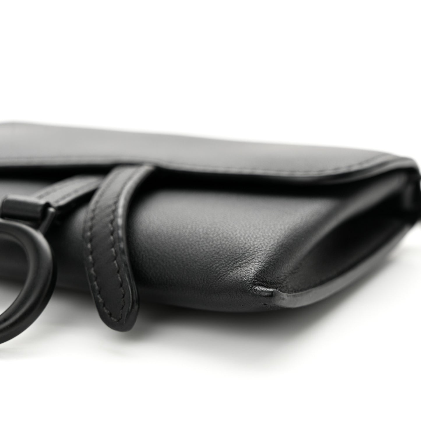 Ultra Matte Calfskin Nano Saddle Chain Pouch Black