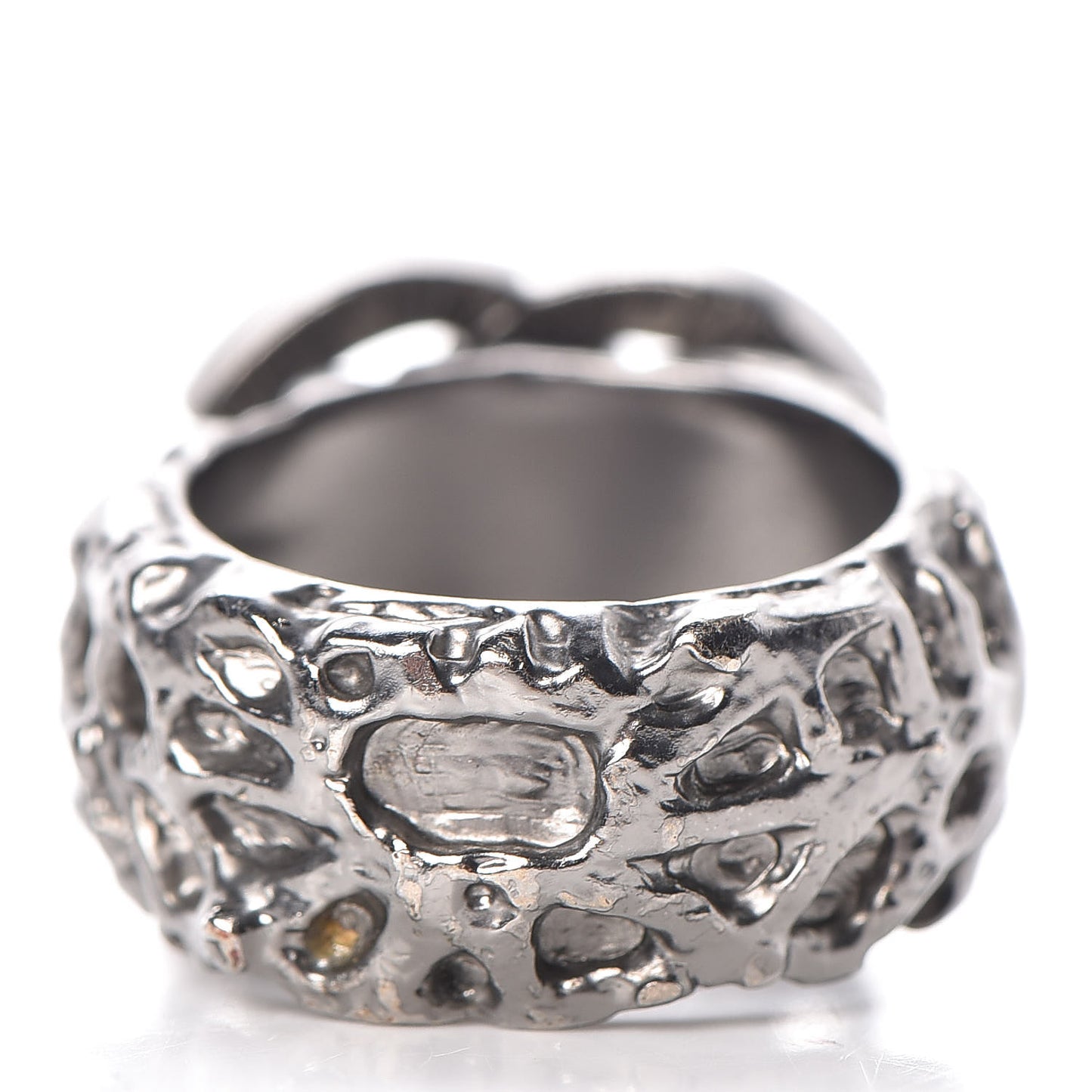 Ruthenium Chain CC Logo Ring 6.5
