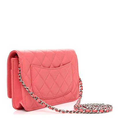 Chanel Lambskin Quilted Wallet On Chain WOC Pink 3 of 11