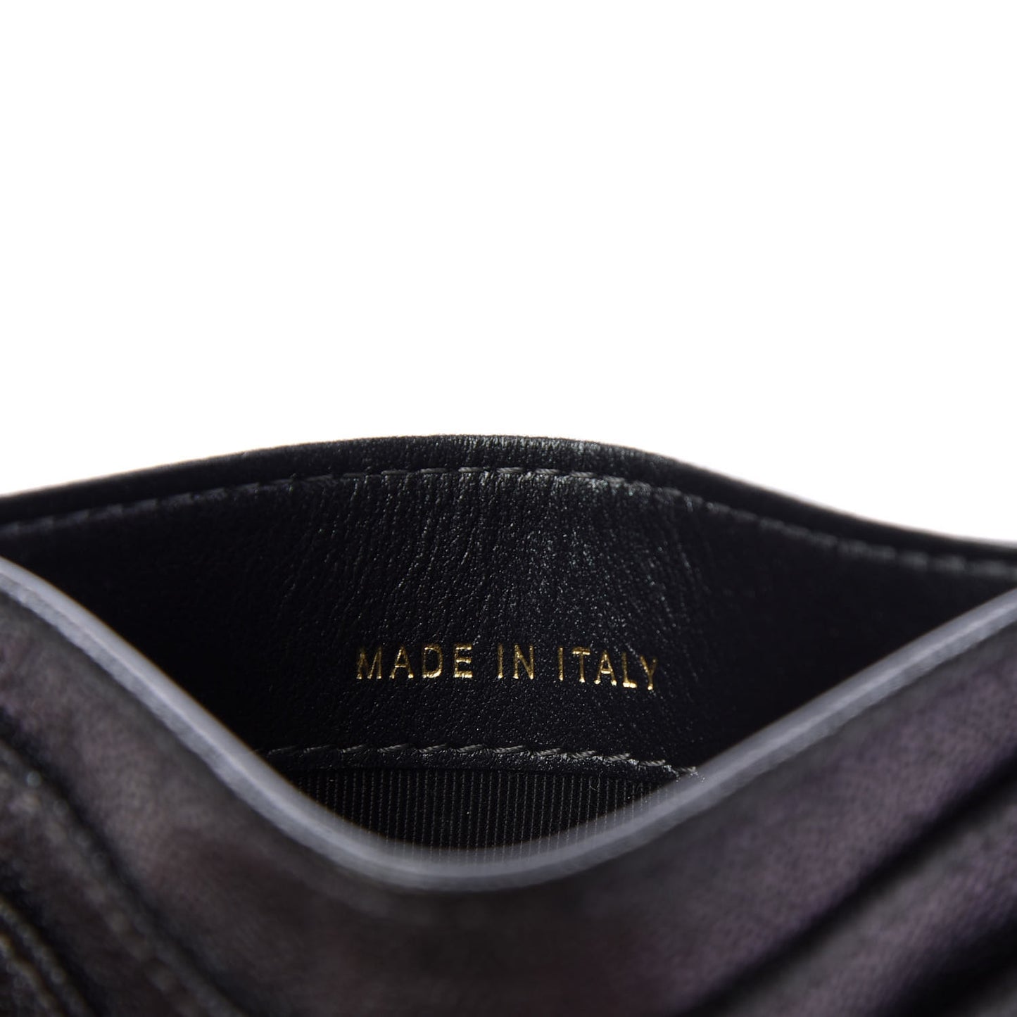 Iridescent Caviar Quilted Card Holder Black