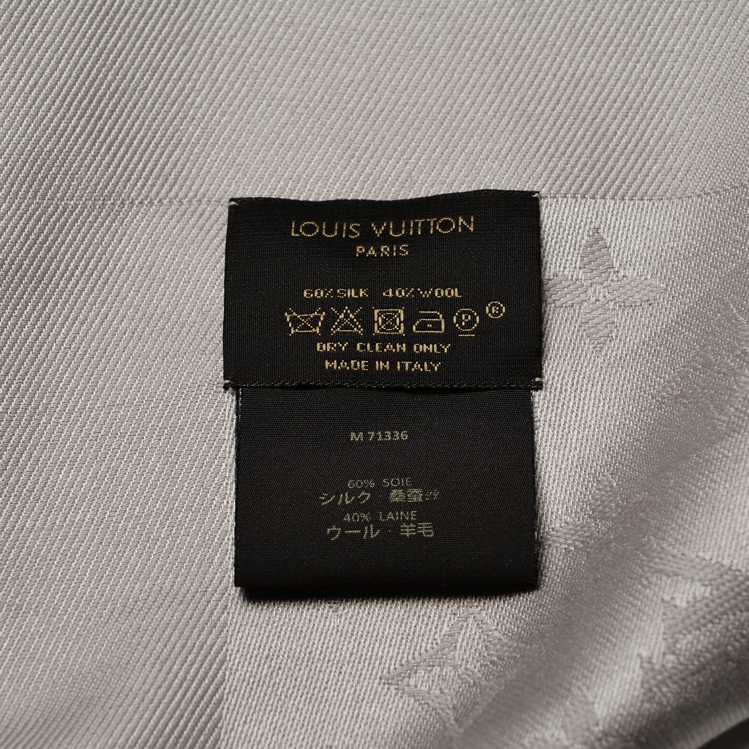 Louis Vuitton Silk Wool Monogram Shawl Beige 4 of 4