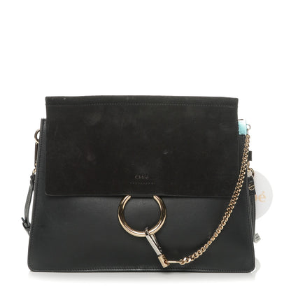 Chloe Suede Calfskin Medium Faye Shoulder Bag Black 1 of 6