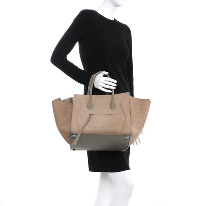 Celine Crocodile Embossed Nubuck Medium Phantom Luggage Beige 8 of 8