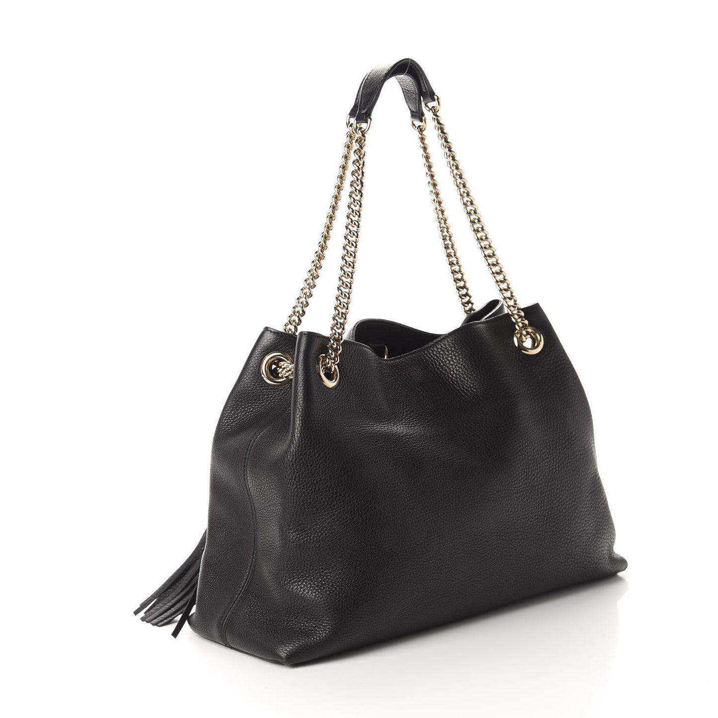 Pebbled Calfskin Medium Soho Chain Shoulder Bag Black