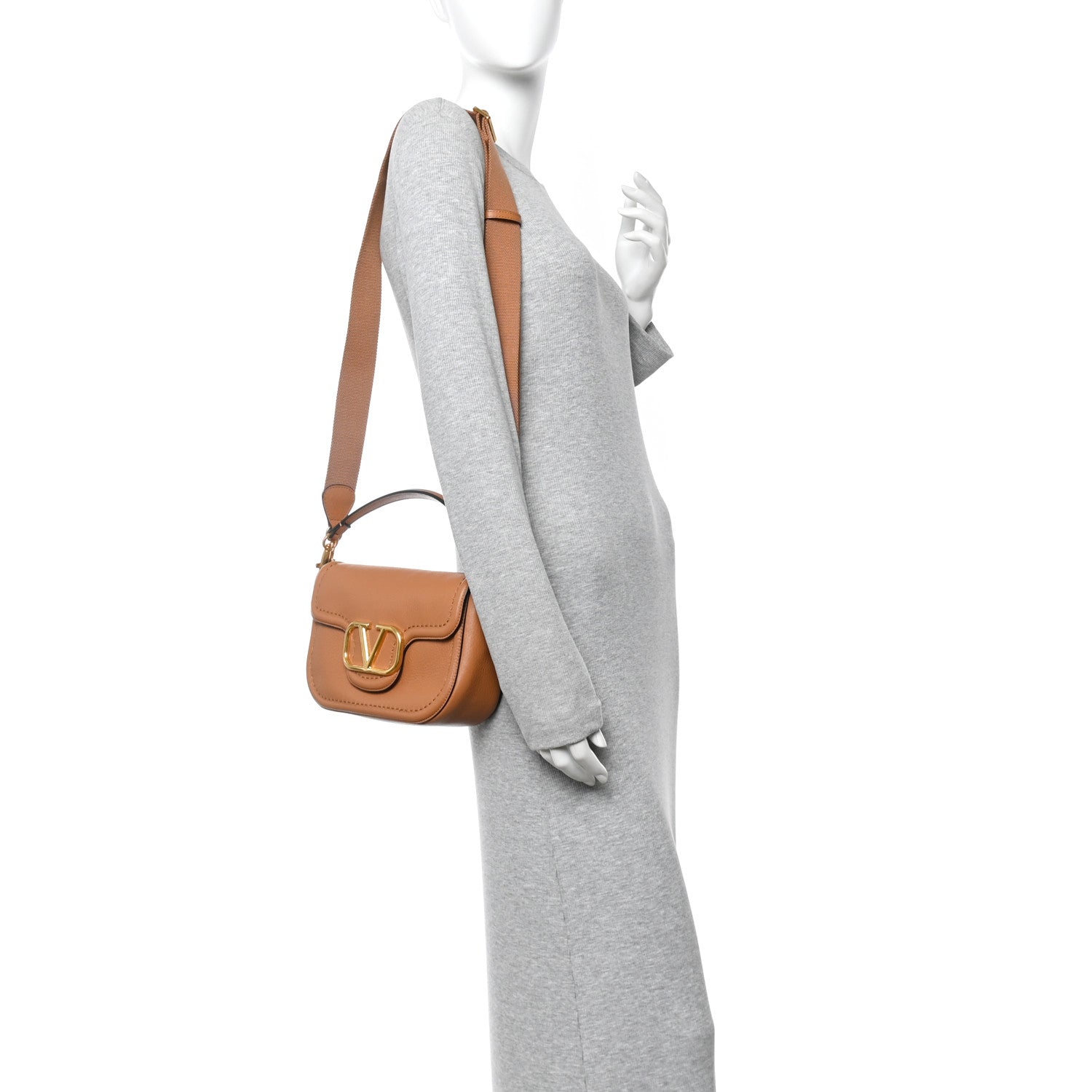 Valentino Garavani Soft Grainy Calfskin Alltime Shoulder Bag Almond Beige 2 of 9