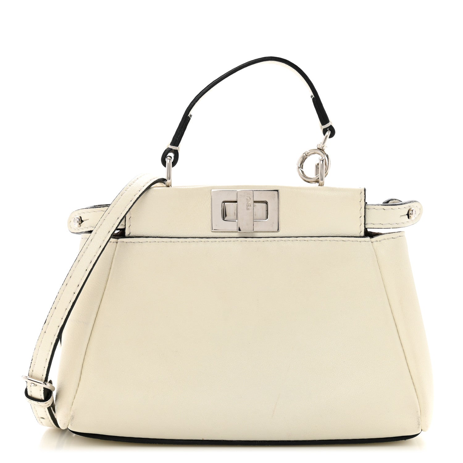 Fendi Shiny Nappa Micro Peekaboo Iconic Satchel White 1 of 13