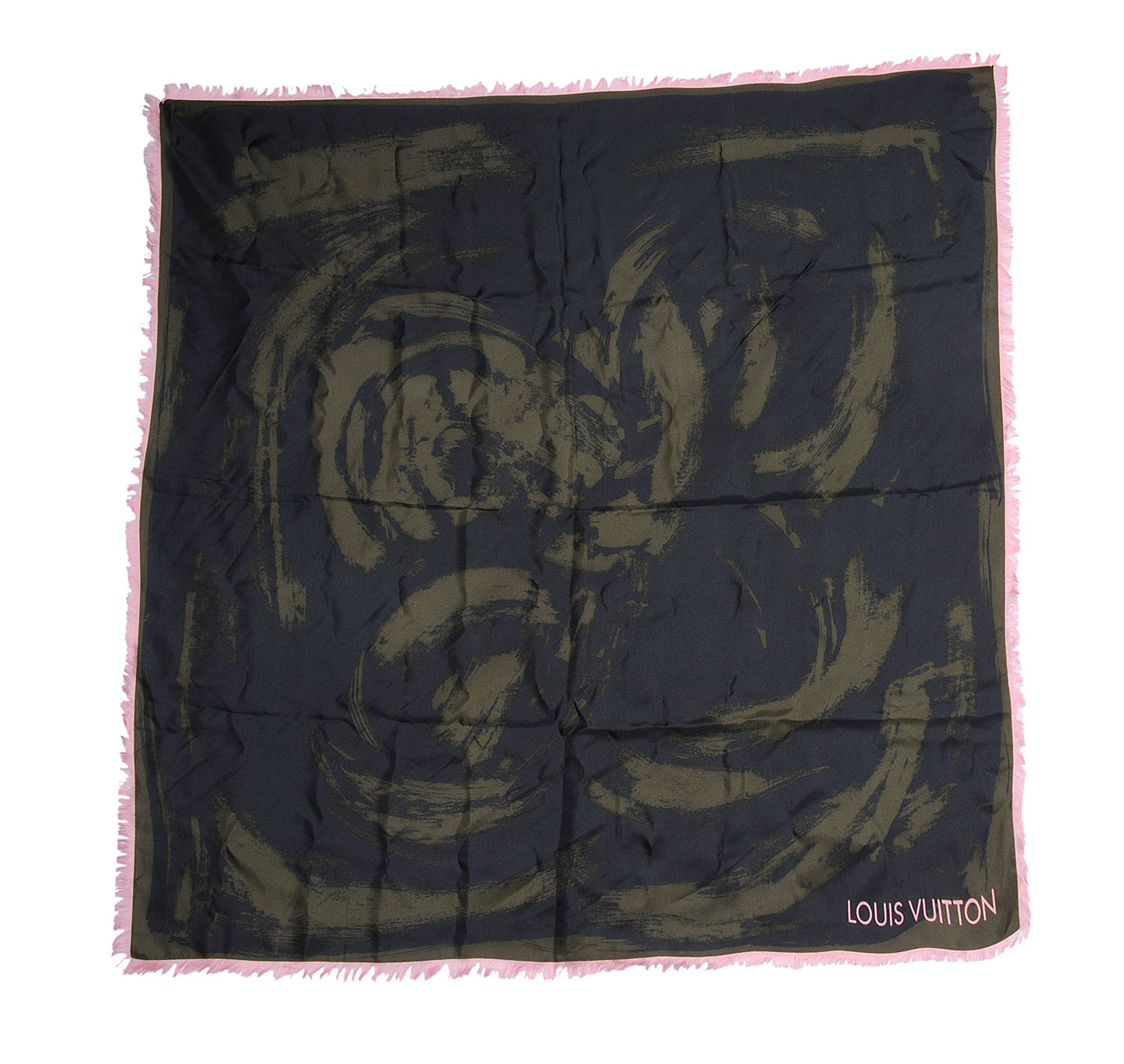 Silk Carre Arty Scarf Green Pink