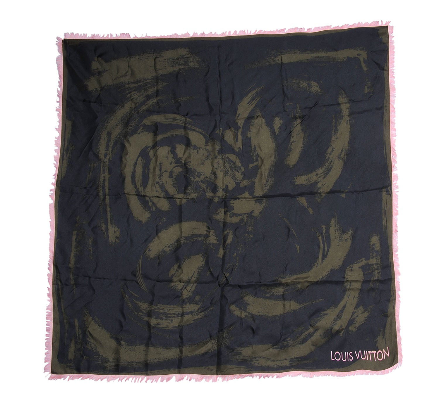 Louis Vuitton Silk Carre Arty Scarf Green Pink 2 of 5